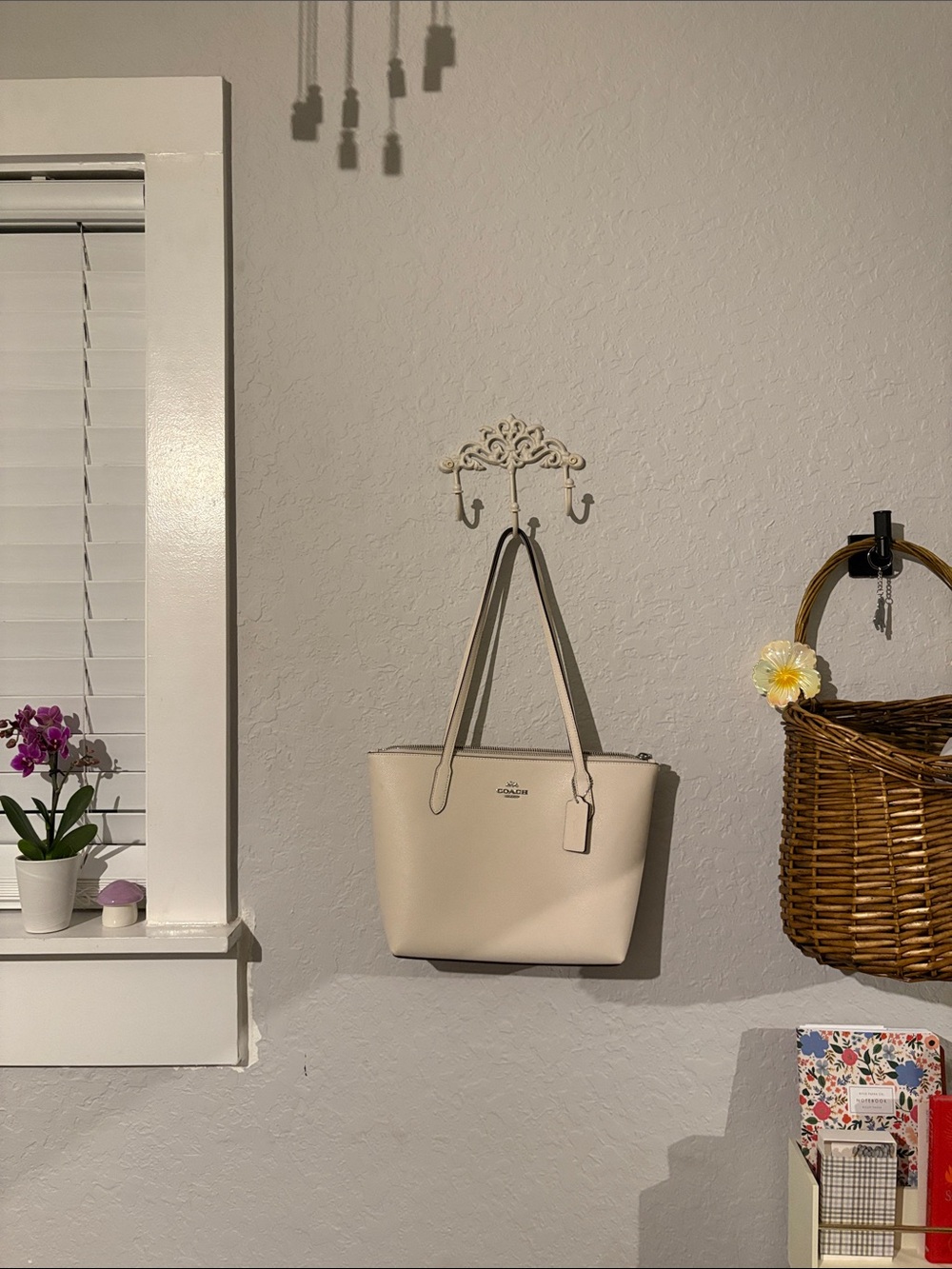 Coach Cream Leather Tote with Top Handles